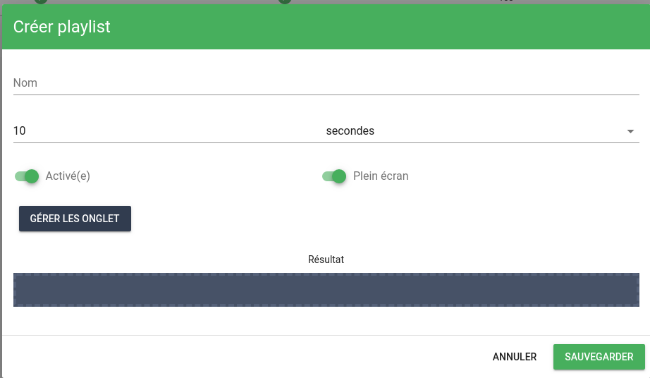 Modale création de playlist