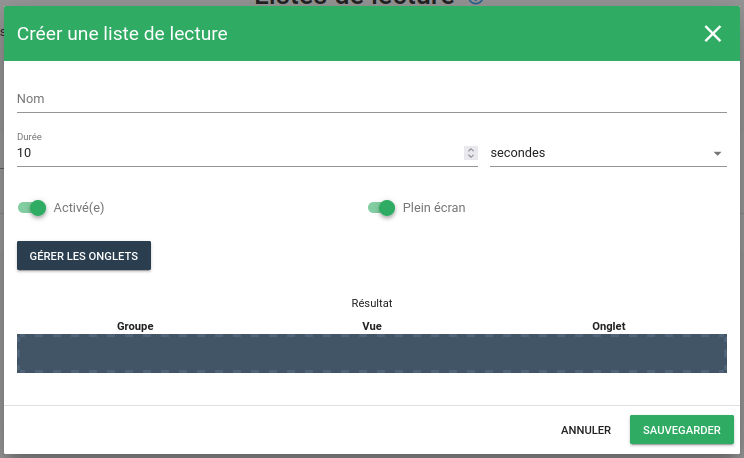 Modale création de liste de lecture