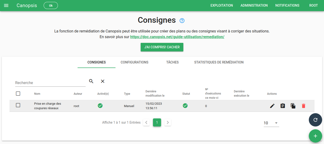 Liste consignes