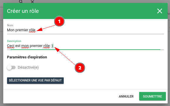 Modal ajout rôle