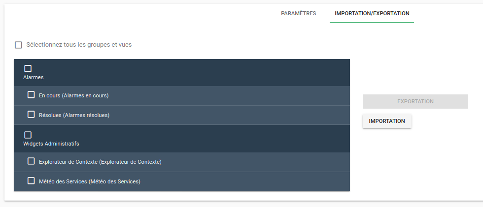 Importation / Exportation d'une vue