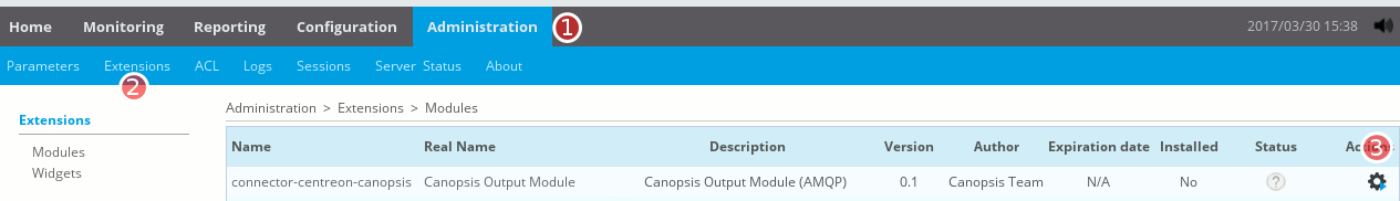 Installation du module depuis l'interface web : étape 1