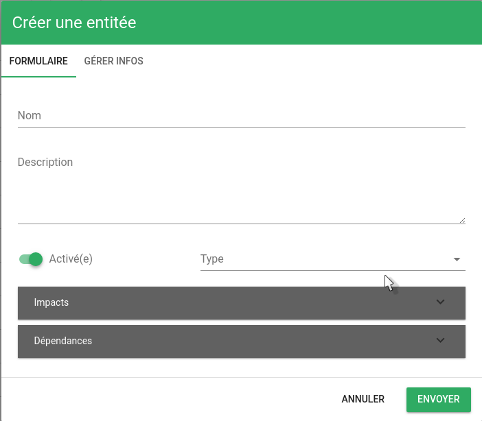 Formulaire création Entité Formulaire création Entité