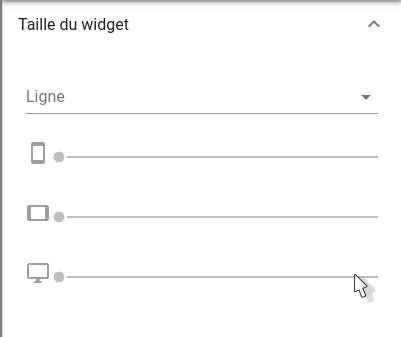 Paramètre Taille du widget Paramètre Taille du widget