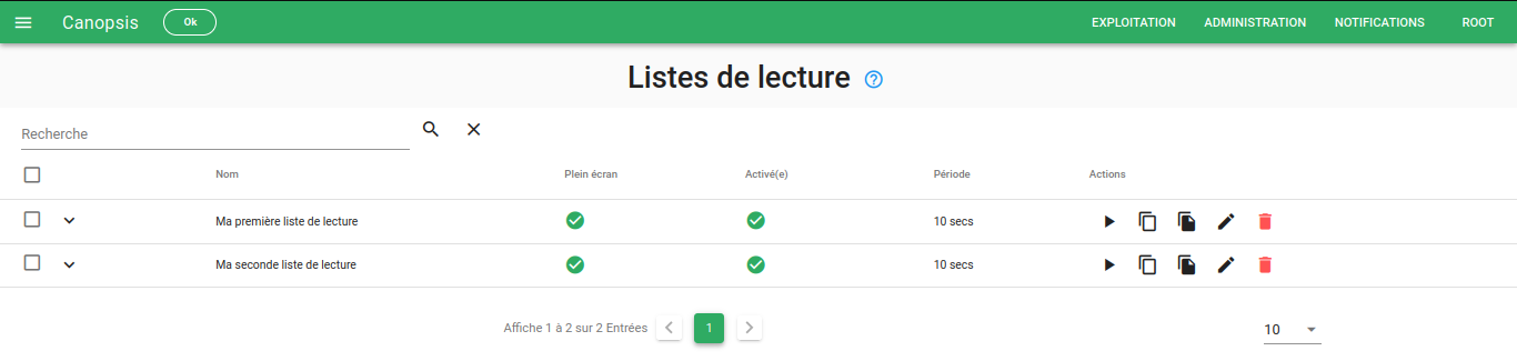 Liste des playlists Liste des playlists