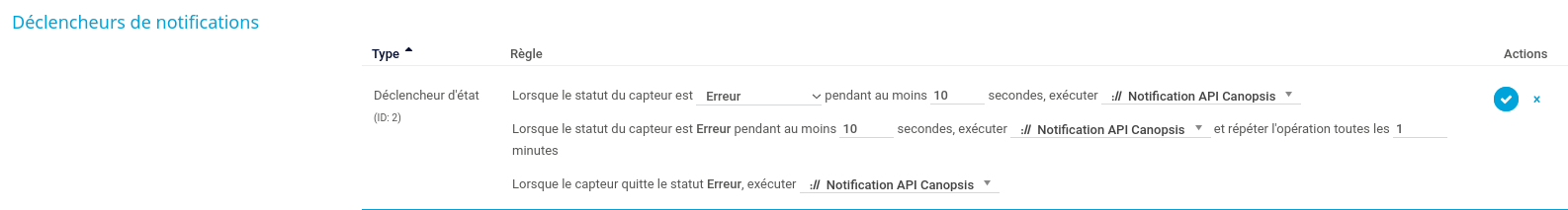 Déclencheurs de notifications