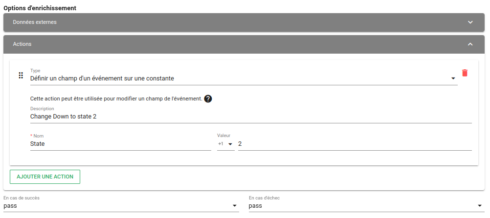 Action pour l'enrichissement de l'alarme